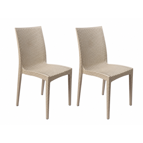 Kit 2 Cadeiras Rattan Bege
