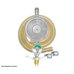 Registro Gás 1kg C/ Manômetro + Mangueira 2m + Abraçadeira - 3