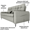 Ver imagem 7 de Sofa Cama 2 Lugares 200cm Pillar Linho Vancouver E487 Cinza Milani Store