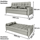 Ver imagem 3 de Sofa Cama 2 Lugares 200cm Pillar Linho Vancouver E487 Cinza Milani Store