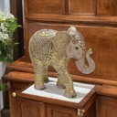 Ver imagem 2 de Escultura Elefante Decorativo em Resina Dourado e Marrom 22cm