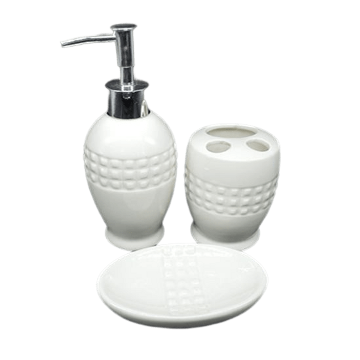 Kit Banheiro Decorado Lavabo Moderno Saboneteira Porcelana:Branco5082 - 5