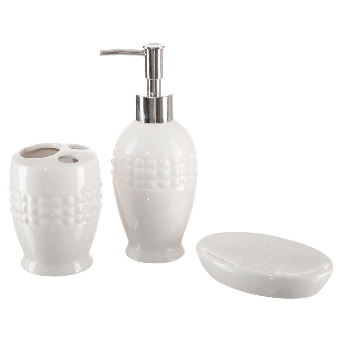 Kit Banheiro Decorado Lavabo Moderno Saboneteira Porcelana:Branco5082 - 2