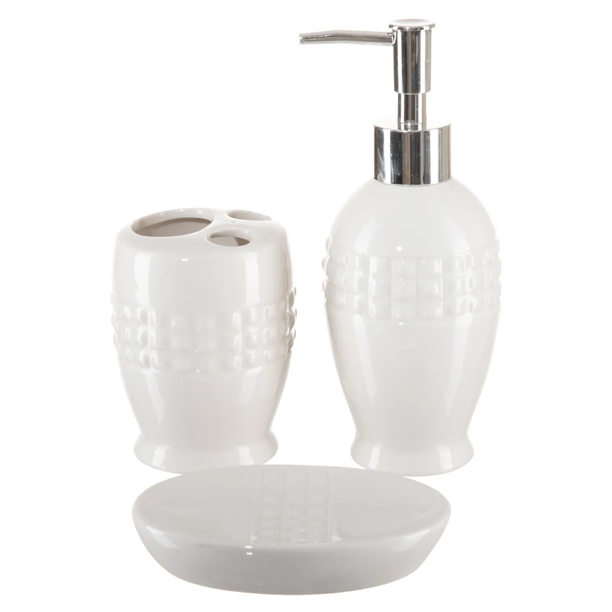 Kit Banheiro Decorado Lavabo Moderno Saboneteira Porcelana:Branco5082