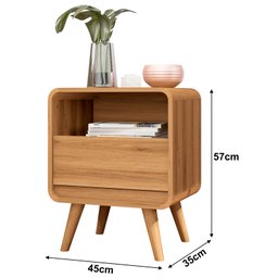 Mesa de Cabeceira Retrô Compacta 1 Gaveta 1 Nicho Channel - Nature - 5