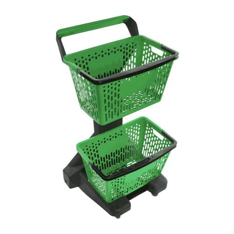 Carrinho de Compras Preto com Cestos D-500 12kg Removíveis Verde - Dellaplast