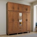 Ver imagem 2 de Guarda Roupa Casal Lorie F06 10 Portas de Bater 2 Gavetas Madeira Maciça Castanho Lyam Decor