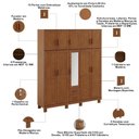 Ver mais imagens de Guarda Roupa Casal Lorie F06 10 Portas de Bater 2 Gavetas Madeira Maciça Castanho Lyam Decor
