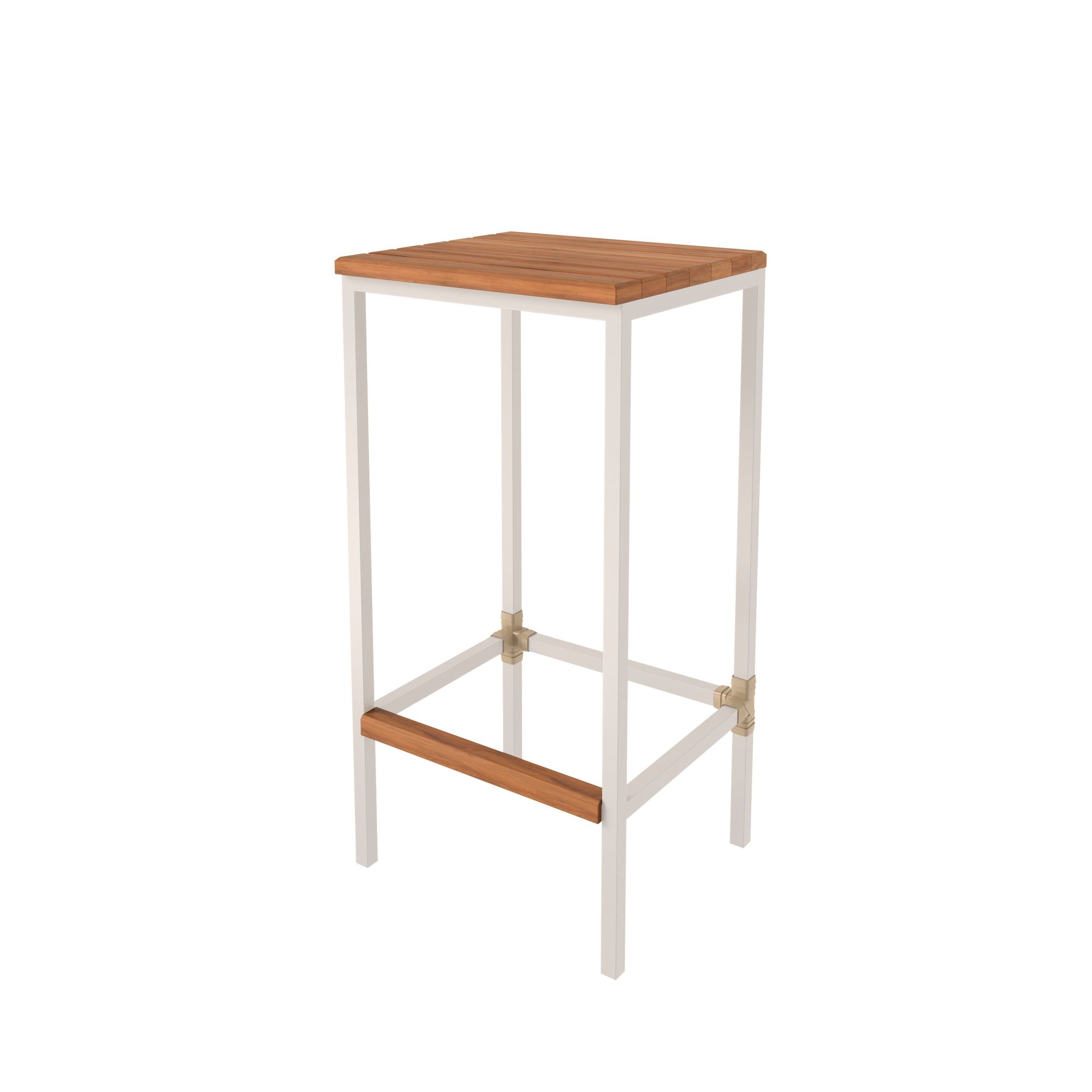 Banqueta em Aço Alta Industrial com Assento de Madeira Maciça 75cm Branco - 3