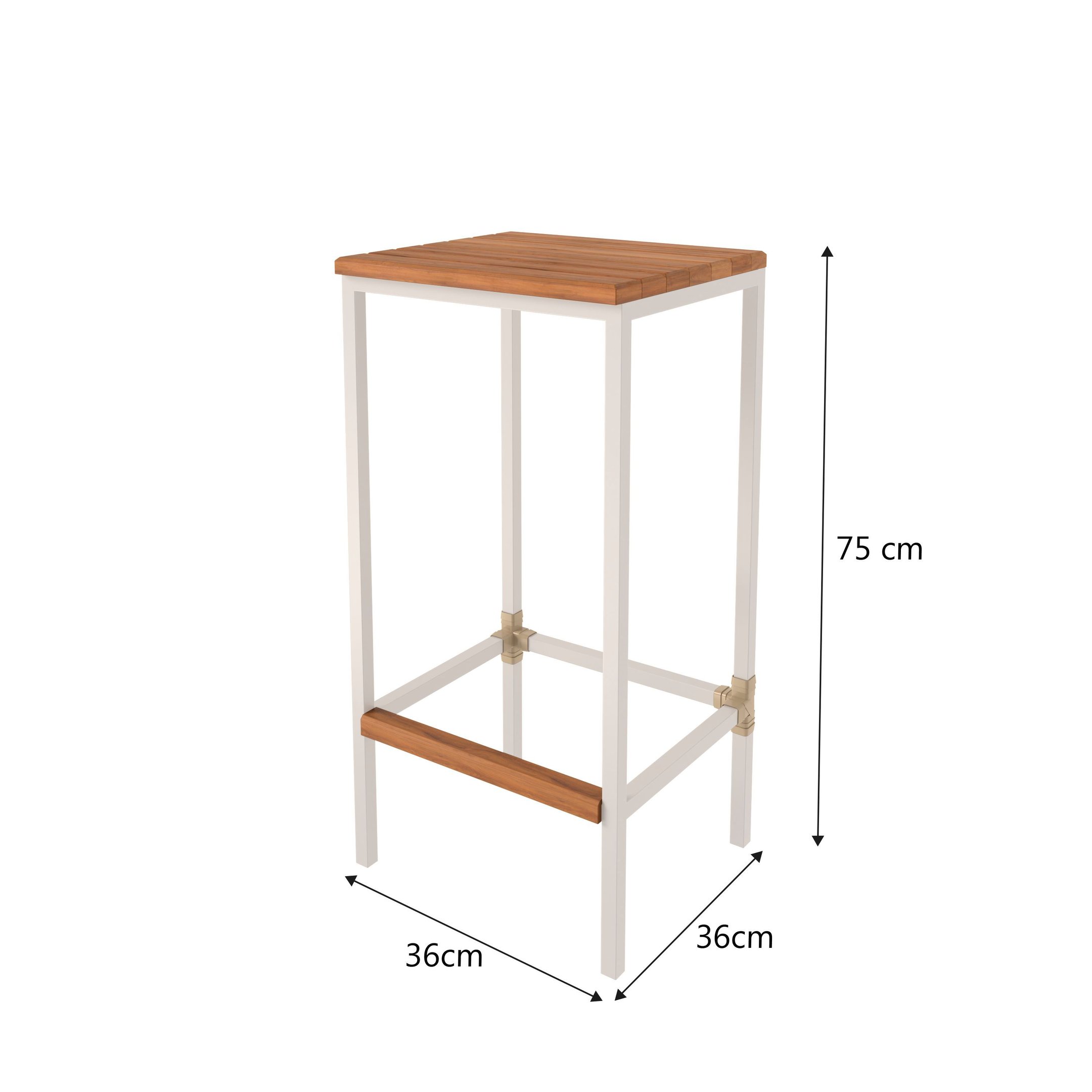 Banqueta em Aço Alta Industrial com Assento de Madeira Maciça 75cm Branco - 4