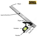 Ver imagem 4 de Kit 2 Esquadros Magnético Solda 12 Kg + Esquadro Combinado 12 Pol. 300mm