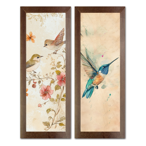 Kit 2 Quadros Decorativos para Cozinha Área Goumet Pássaros Temperos Frutas 60cm