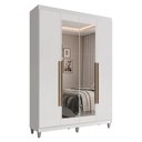 Ver imagem 2 de Guarda-Roupa Solteiro com Pés 4 Portas Batentes com Espelho Branco/Branco/Rustic Venus Madesa