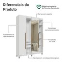 Ver imagem 4 de Guarda-Roupa Solteiro com Pés 4 Portas Batentes com Espelho Branco/Branco/Rustic Venus Madesa