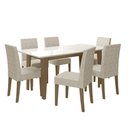 Ver imagem 1 de Sala de Jantar Liz 160x90 com Vidro 6l Cadeiras Jade Poliman Móveis