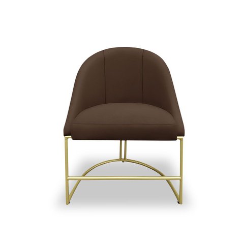 Banqueta Poltrona Lua Penteadeira e Salão com Base Metálica:marrom