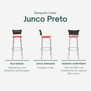 Ver imagem 3 de Kit 4 Banquetas Alta Banco para Balcão Junco Preto Àrea Gourmet Ilha Bancada bares Churrasqueira