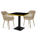Ver imagem 1 de Conjunto Mesa de Jantar Quadrada Venezia 70x70cm Preta com 2 Cadeiras Estofadas Marcela - Nude