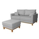 Ver imagem 2 de Conjunto Sofá Living 3 Lugares 200cm com Puff Linho Ananda CabeCasa MadeiraOriginals Cinza