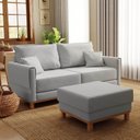 Ver imagem 1 de Conjunto Sofá Living 3 Lugares 200cm com Puff Linho Ananda CabeCasa MadeiraOriginals Cinza
