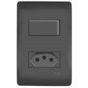 Ver imagem 1 de Conjunto 1 Interruptor Simples e 1 Tomada 2p+t 10 Amperes Distanciados Habitat Black - 4061 - Fame