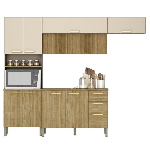 Armário de Cozinha 5 Peças Urban03 Balcão com Tampo 120cm K02 Freijó-vanilla - Mpozenato