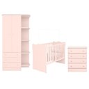 Ver imagem 1 de Conjunto Infantil Doce Sonho Berço Cômoda e Guarda-roupa Mdp Rosa Acetinado Qmovi