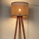 Ver imagem 2 de Luminária De Chão Madri Cúpula Indiana Pés De Madeira Maciça - Teca/Marrom