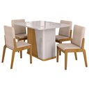 Ver imagem 1 de Kit Mesa de Jantar Harmonia com 4 Cadeiras Sinfonia em Linho Naturale/off White/creme