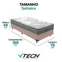 Ver imagem 3 de Cama Box com Colchão Solteiro Ibiza Pillow Top Molas Ensacadas Tecido Bege Vtech
