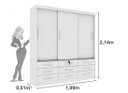 Ver imagem 4 de Guarda Roupa Casal 3 Portas 9 Gavetas - Chicago-neve - Tcil Móveis