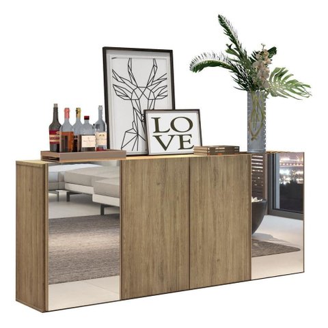 Aparador Buffet 4 Portas Com Espelho Vegas V3561 Rustic Rustic