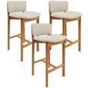 Ver imagem 1 de Kit 3 Banqueta Alta para Cozinha Sala de Jantar Bar Dara Linho Champagne - Lyam Decor