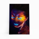 Ver imagem 1 de Mulher Maquiagem Neon Laranja e Azul Quadro Canvas 140x90cm