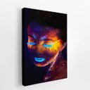 Ver imagem 2 de Mulher Maquiagem Neon Laranja e Azul Quadro Canvas 140x90cm