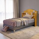 Ver imagem 1 de Cabeceira para Cama Box Solteiro 90cm Evelyn com Nichos e Prateleiras:Naturale/Off White