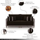 Ver imagem 3 de Sofá Montecarlo 3 Lugares 232cm Veludo/pu Marrom/cinza