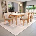 Ver imagem 2 de Conjunto Mesa de Jantar Madeira Maciça 8 Cadeiras Fendi/bege