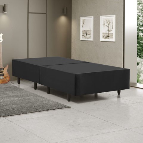 Base Box Dobrável Solteiro para Colchão 88x188cm Compacto - Preto