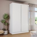 Ver imagem 1 de Guarda Roupas de Solteiro 2 Portas de Correr e 2 Gavetas Málaga 143cm - Branco