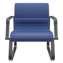 Ver imagem 2 de Kit 02 Cadeiras de Escritório Recepção Fixa Pés Preto Lev P03 Vinil Azul - Lyam Decor