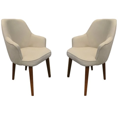 Kit 2 Cadeiras Decorativa Lara Suede Bege - Dominic Decor