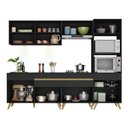 Ver imagem 4 de Armário de Cozinha Completa 252cm com Leds Veneza Up Multimóveis V2035 Preto/Dourado