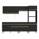 Ver imagem 3 de Armário de Cozinha Completa 252cm com Leds Veneza Up Multimóveis V2035 Preto/Dourado