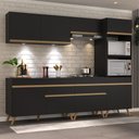Ver imagem 7 de Armário de Cozinha Completa 252cm com Leds Veneza Up Multimóveis V2035 Preto/Dourado