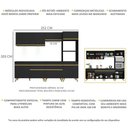 Ver imagem 6 de Armário de Cozinha Completa 252cm com Leds Veneza Up Multimóveis V2035 Preto/Dourado