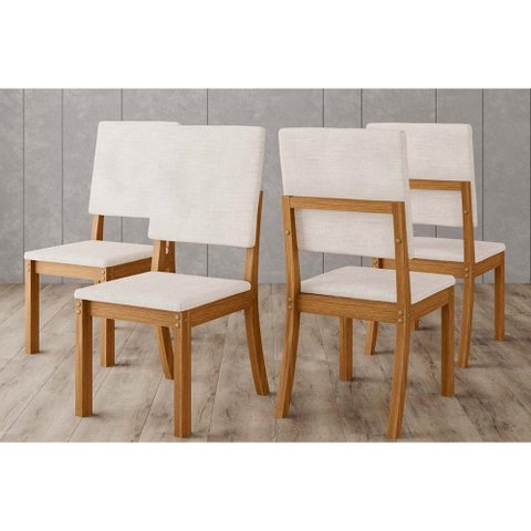 Kit 4 Cadeiras Sala Jantar Milla 4 Un Nature/linho Bege - Henn