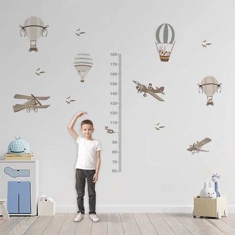 Régua de Crescimento Infantil Aviões Baloes