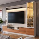 Ver imagem 1 de Estante Home Noble para Tv até 75” 225cm com Cristaleira Led Porta Reflecta Sala Moderna
