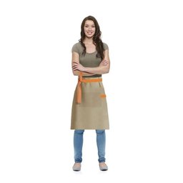 Avental de Cintura Touca Faixa Bege Laranja Cafe Bistro - 2